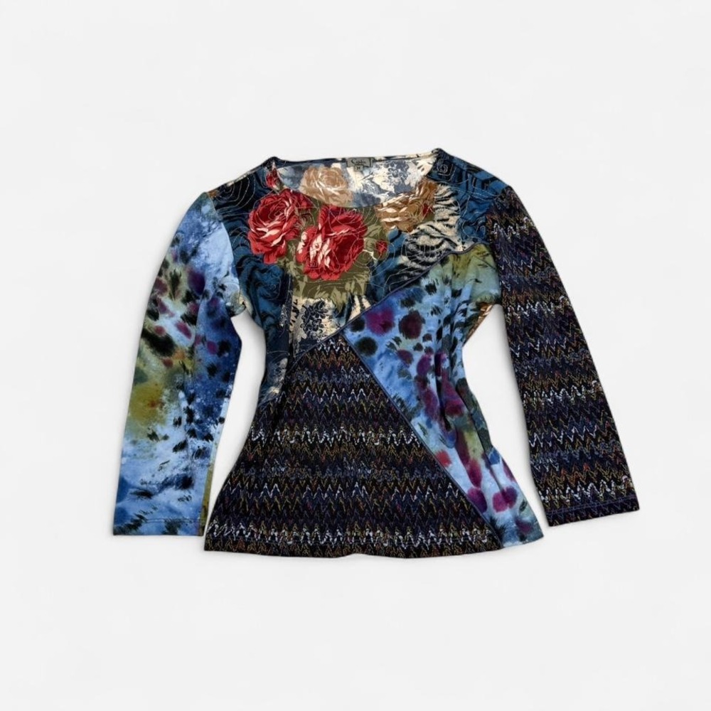 Vintage y2k Caia blue patchwork whimsygoth fairy top